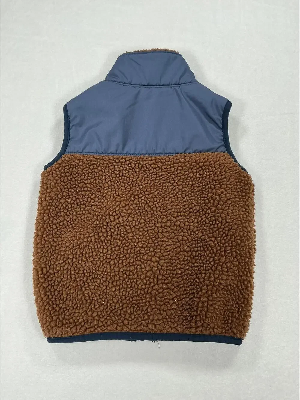 Carter’s 3T Sherpa‎ Fleece Vest Blue Brown Zip Front Toddler Boys